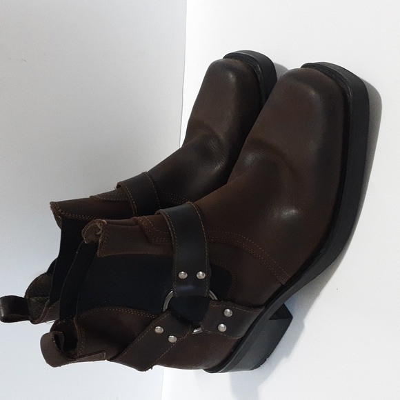 Rockwood Harness Boots Mens Brown Leather Slip On Ankle  EU 41 Biker retro Y2K - Picture 10 of 10